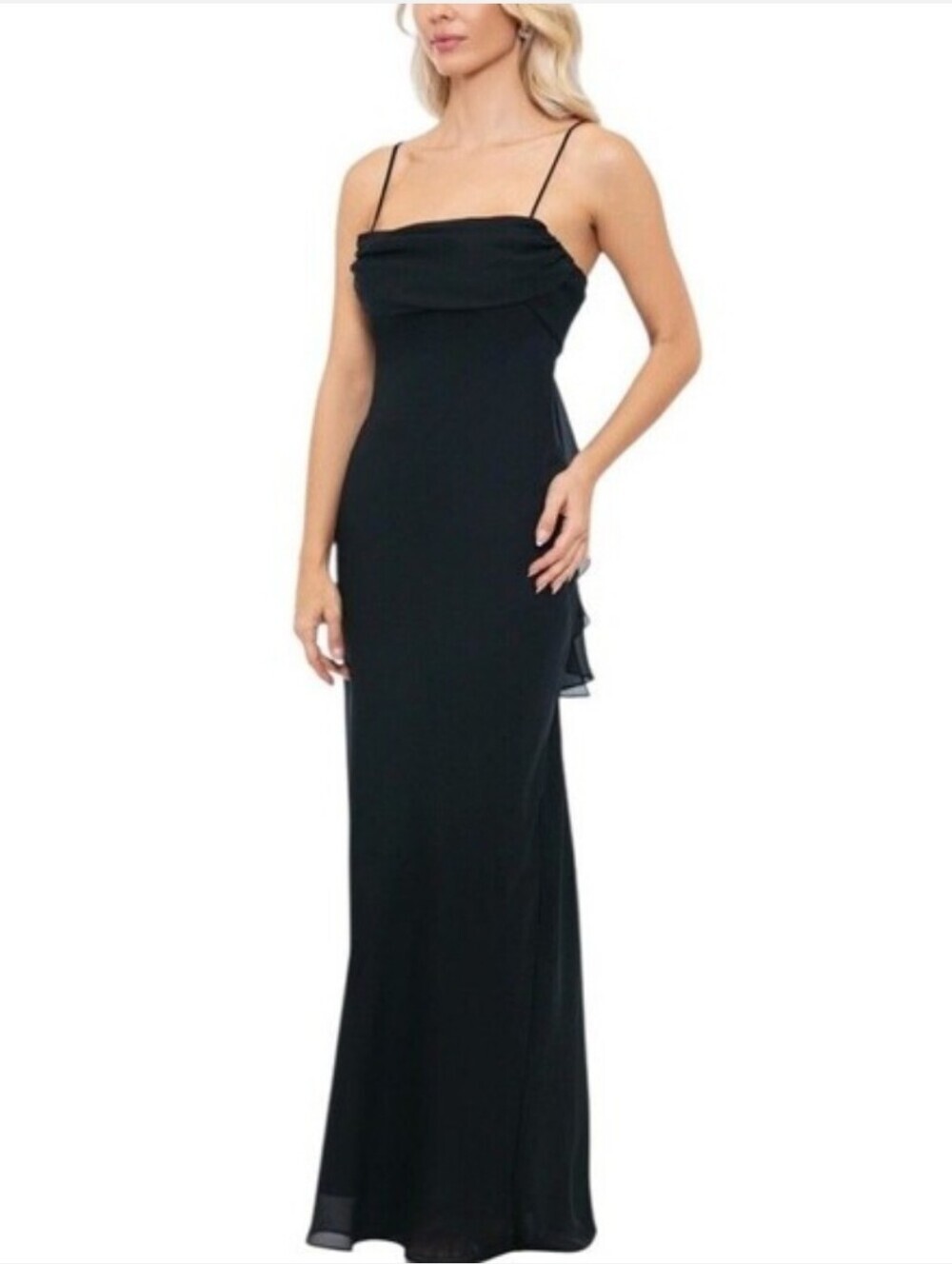 Vintage Betsy & Adam by Jaslene Black Prom Dress  Draped Neckline Formal Sz 12 - Picture 2 of 9